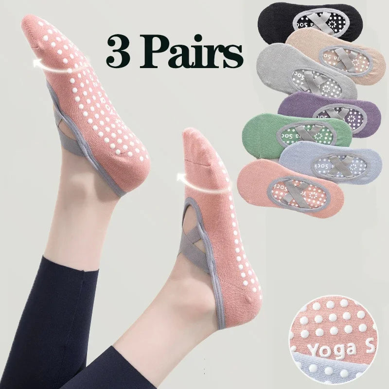Pack 3 Pares - Calcetines Yoga con Suela Antideslizante | Pilates/Ballet |