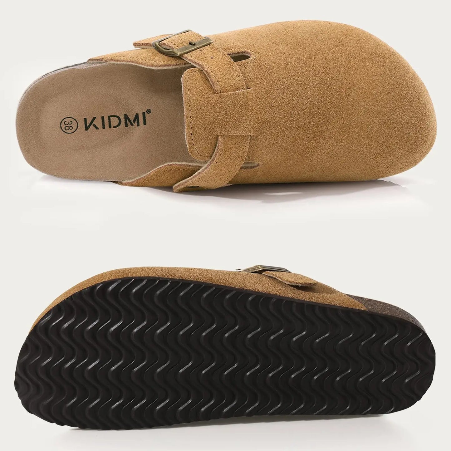 Zuecos de Piel Suave Unisex - Plantilla de Corcho con Soporte Arco - Kidmi Feetiva