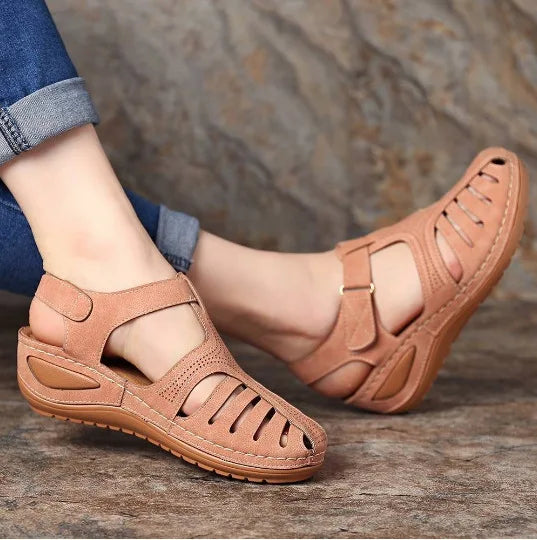 Sandalias Mujer Verano 2025 - Cuña Baja Antideslizante - Estilo Peep Toe