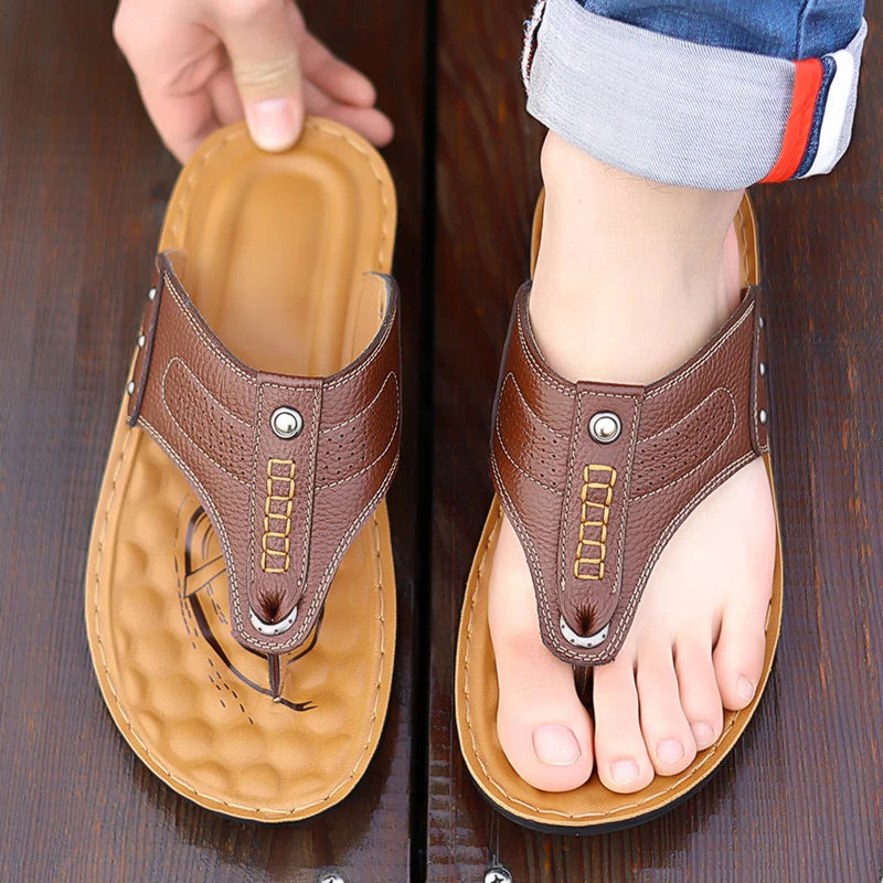 Feetiva Men's Leather Slippers (Model 2292)
