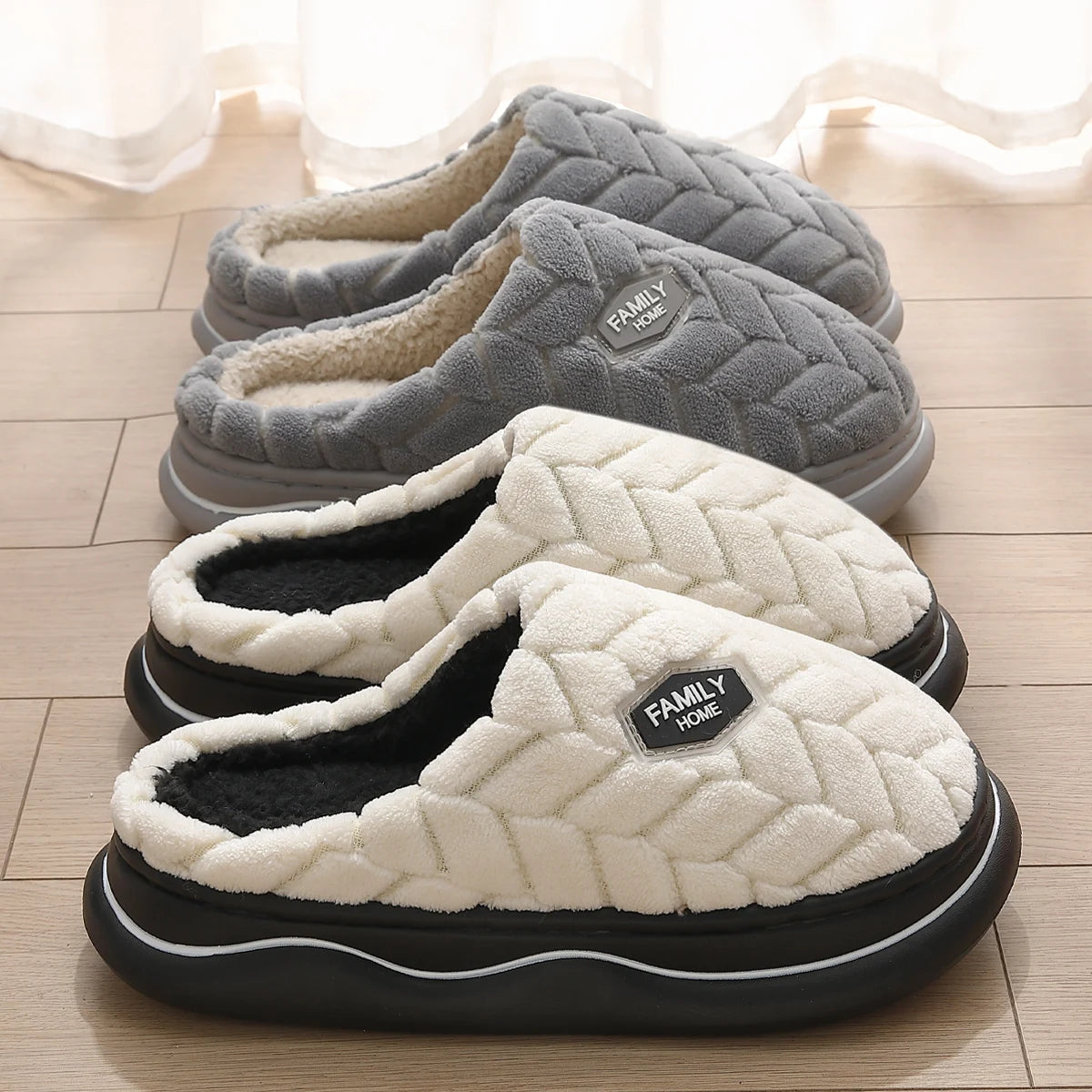 🧦 Zapatillas de Invierno Unisex | Feetiva - Cálidas y Antideslizantes (Pack Pareja - Tallas 36-44 - Estilo Básico con Toque Divertido)