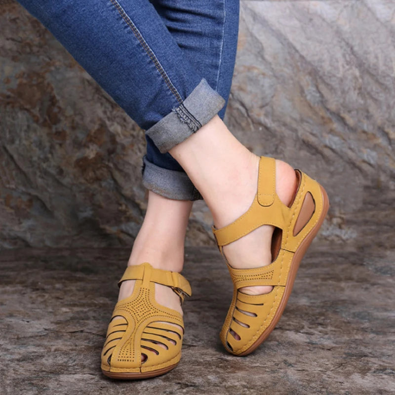 Sandalias Mujer Verano 2025 - Cuña Baja Antideslizante - Estilo Peep Toe