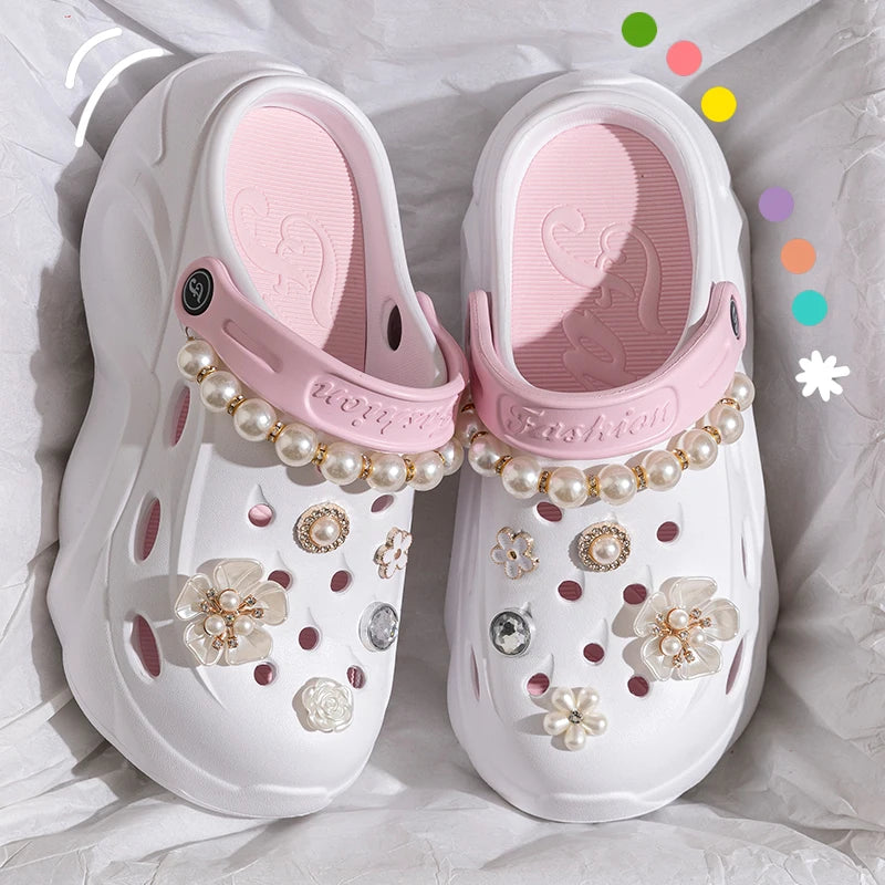 Feetiva Pearl Chain Platform Sandals
