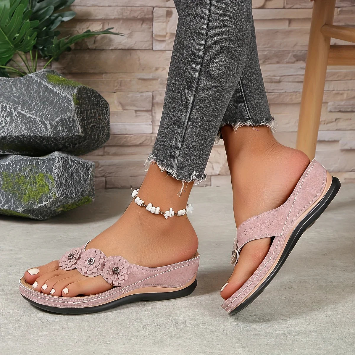 Chanclas Florales Mujer - Sandalias de Playa con Plataforma 5CM | Feetiva