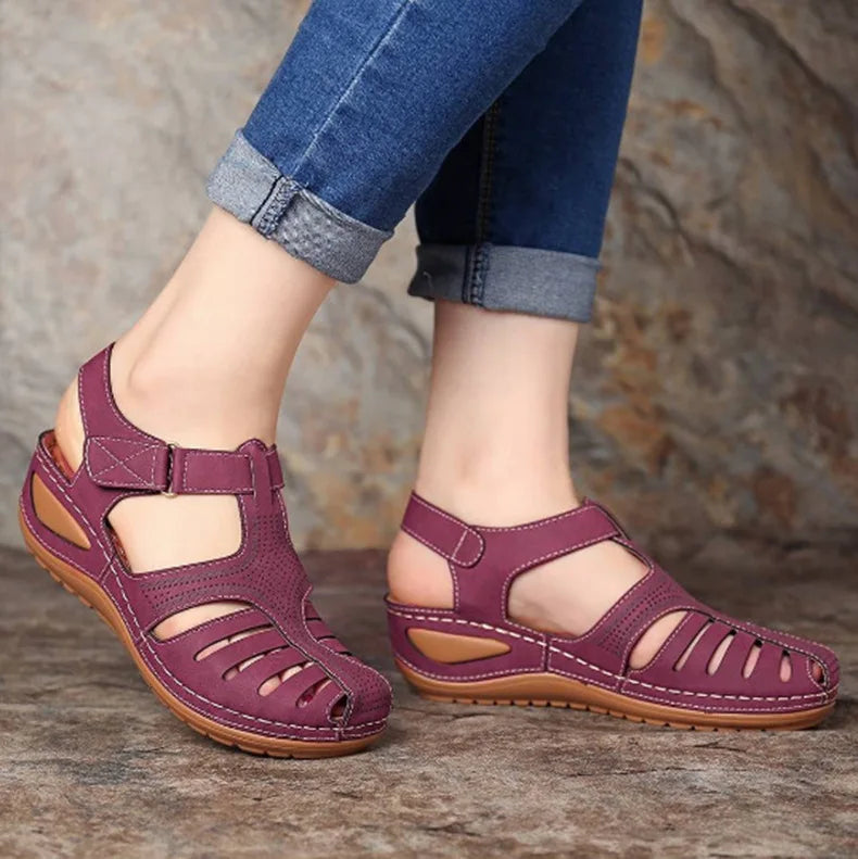 Sandalias Mujer Verano 2025 - Cuña Baja Antideslizante - Estilo Peep Toe