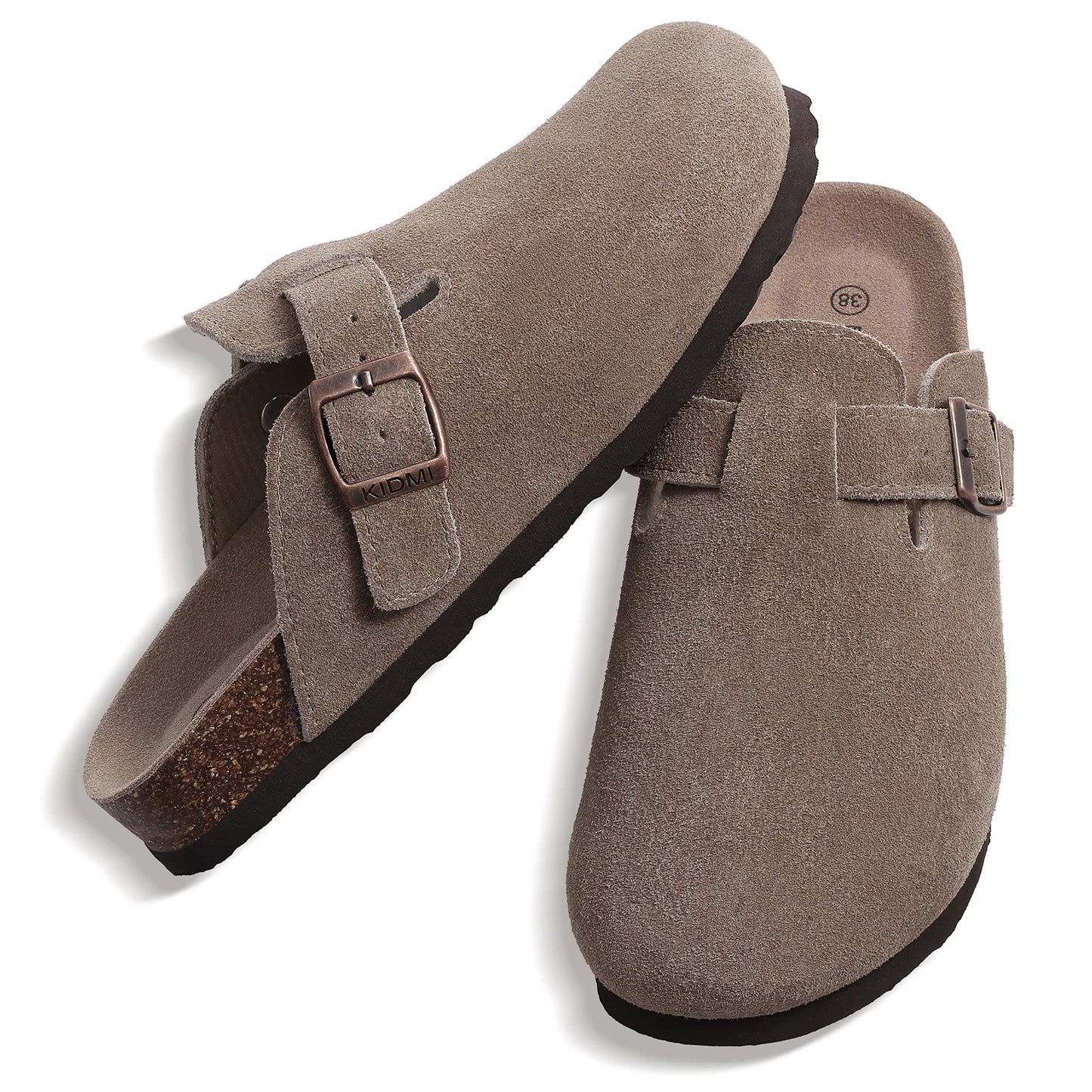 Zuecos de Piel Suave Unisex - Plantilla de Corcho con Soporte Arco - Kidmi Feetiva