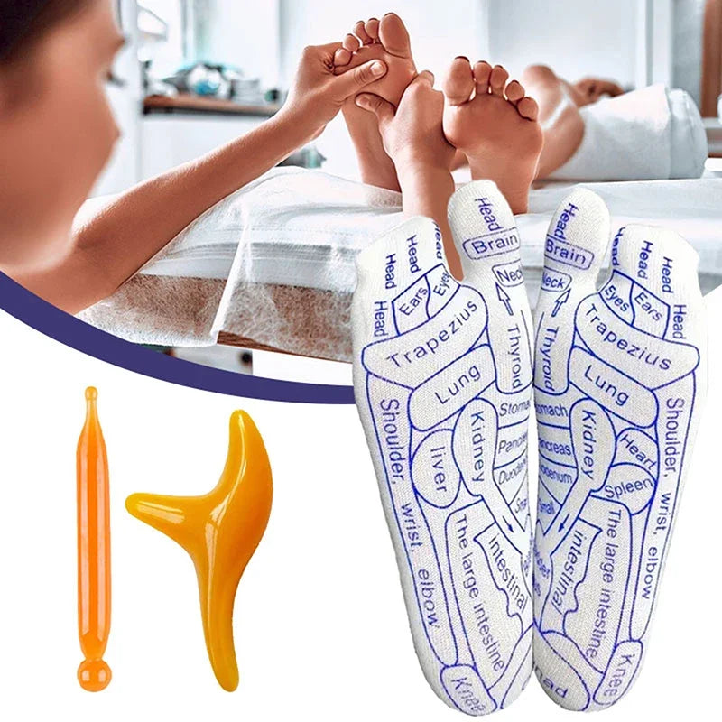 Kit Masaje Pies Byfa | Calcetines + Herramientas | Reflexología | 10 en 1