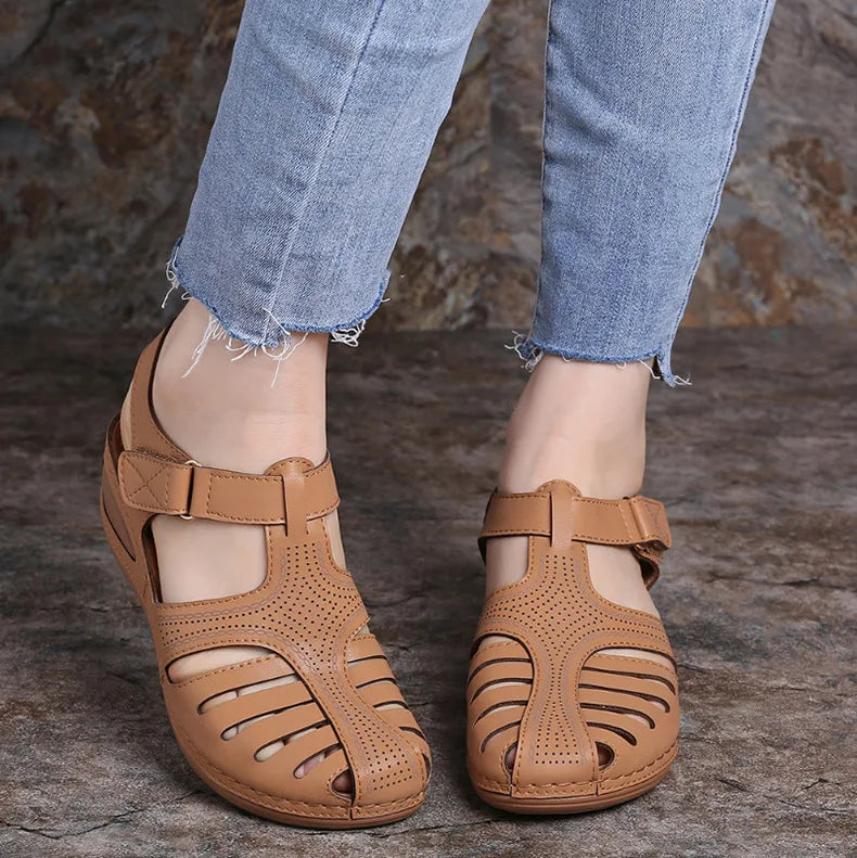Sandalias Mujer Verano 2025 - Cuña Baja Antideslizante - Estilo Peep Toe