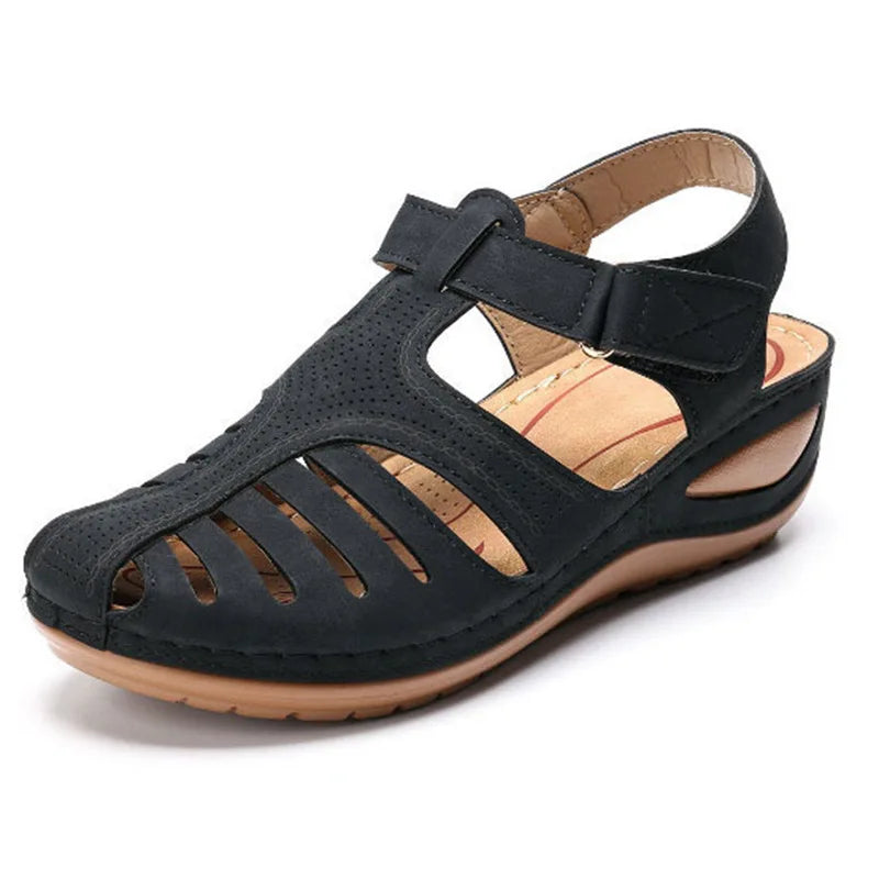 Sandalias Mujer Verano 2025 - Cuña Baja Antideslizante - Estilo Peep Toe