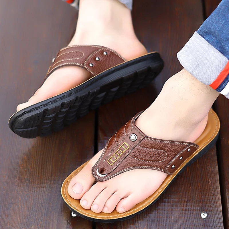 Feetiva Men's Leather Slippers (Model 2292)