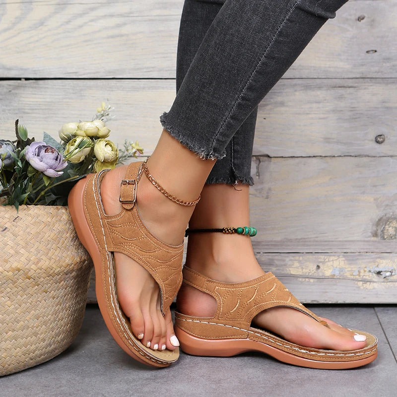 Sandalias Mujer Cuña Baja 2025 - Estilo Gladiador Ajustable | Tallas 35-43