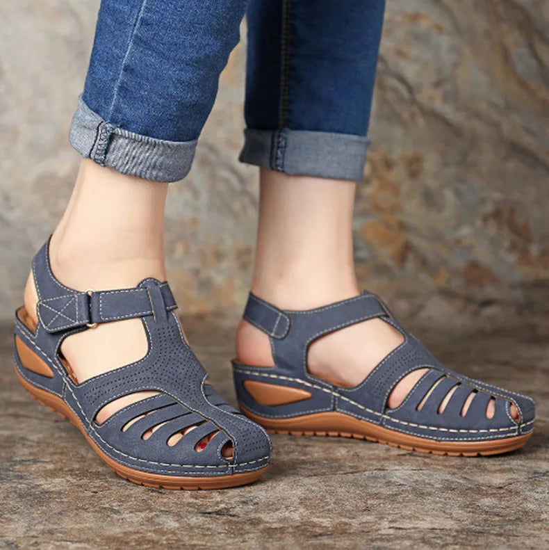 Sandalias Mujer Verano 2025 - Cuña Baja Antideslizante - Estilo Peep Toe