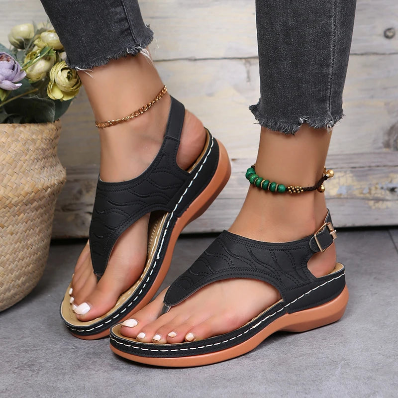 Sandalias Mujer Cuña Baja 2025 - Estilo Gladiador Ajustable | Tallas 35-43
