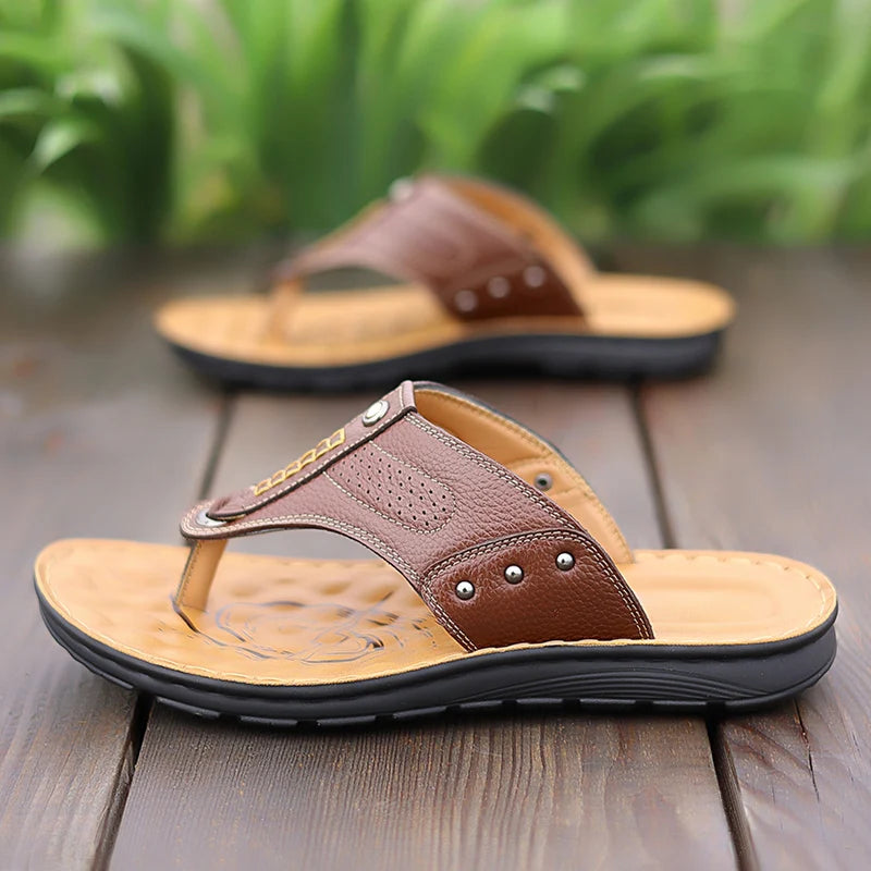 Feetiva Men's Leather Slippers (Model 2292)