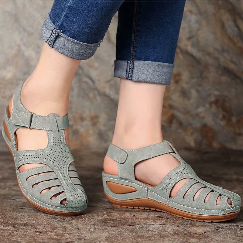 Sandalias Mujer Verano 2025 - Cuña Baja Antideslizante - Estilo Peep Toe