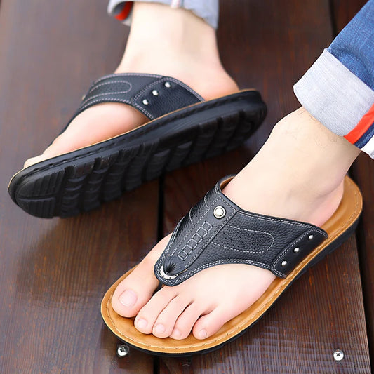 Feetiva Men's Leather Slippers (Model 2292)