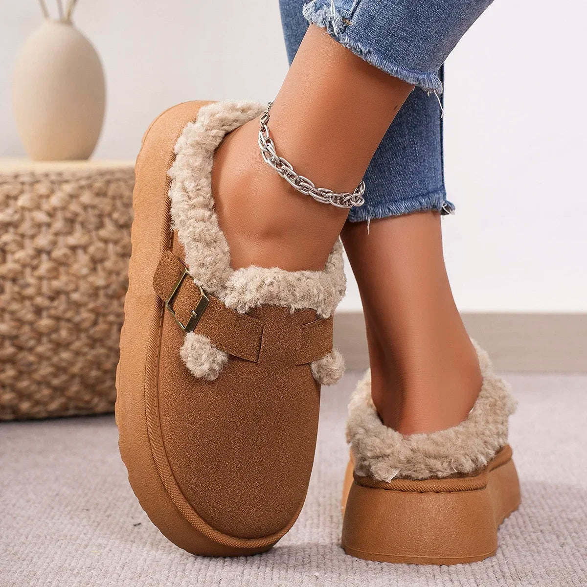 Botas de Nieve para Mujer - Invierno 2025 - Plush Cálido, Suela Antideslizante y Estilo Retro