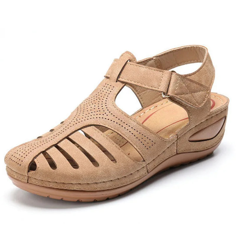 Sandalias Mujer Verano 2025 - Cuña Baja Antideslizante - Estilo Peep Toe