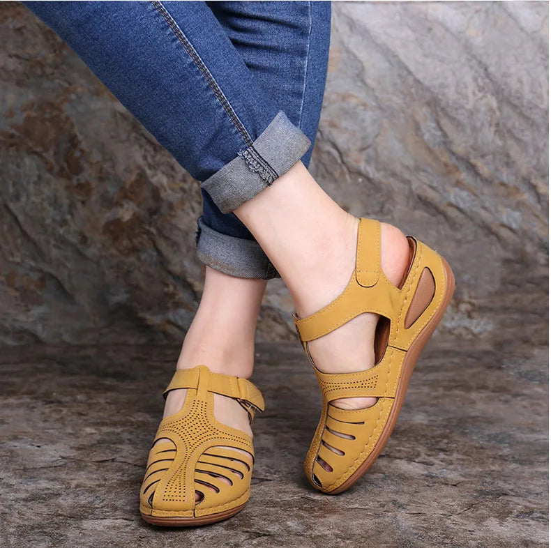 Sandalias Mujer Verano 2025 - Cuña Baja Antideslizante - Estilo Peep Toe