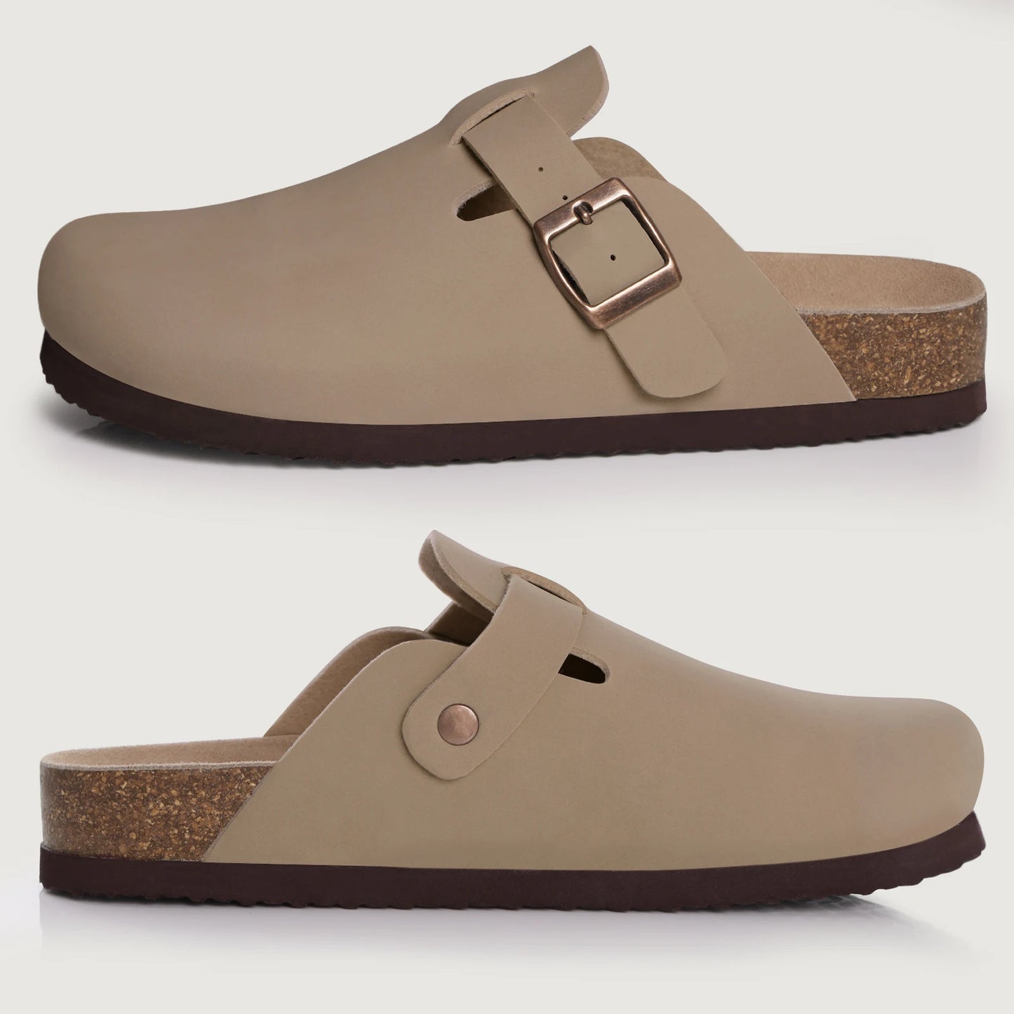 Zuecos de Piel Suave Unisex - Plantilla de Corcho con Soporte Arco - Kidmi Feetiva