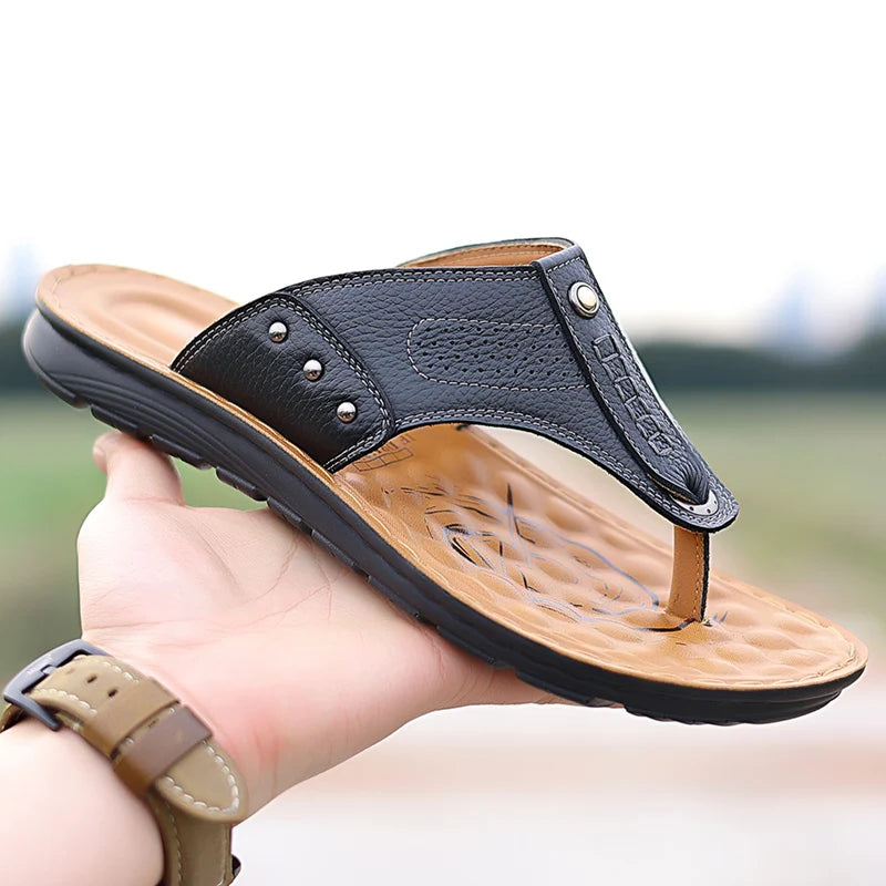 Feetiva Men's Leather Slippers (Model 2292)