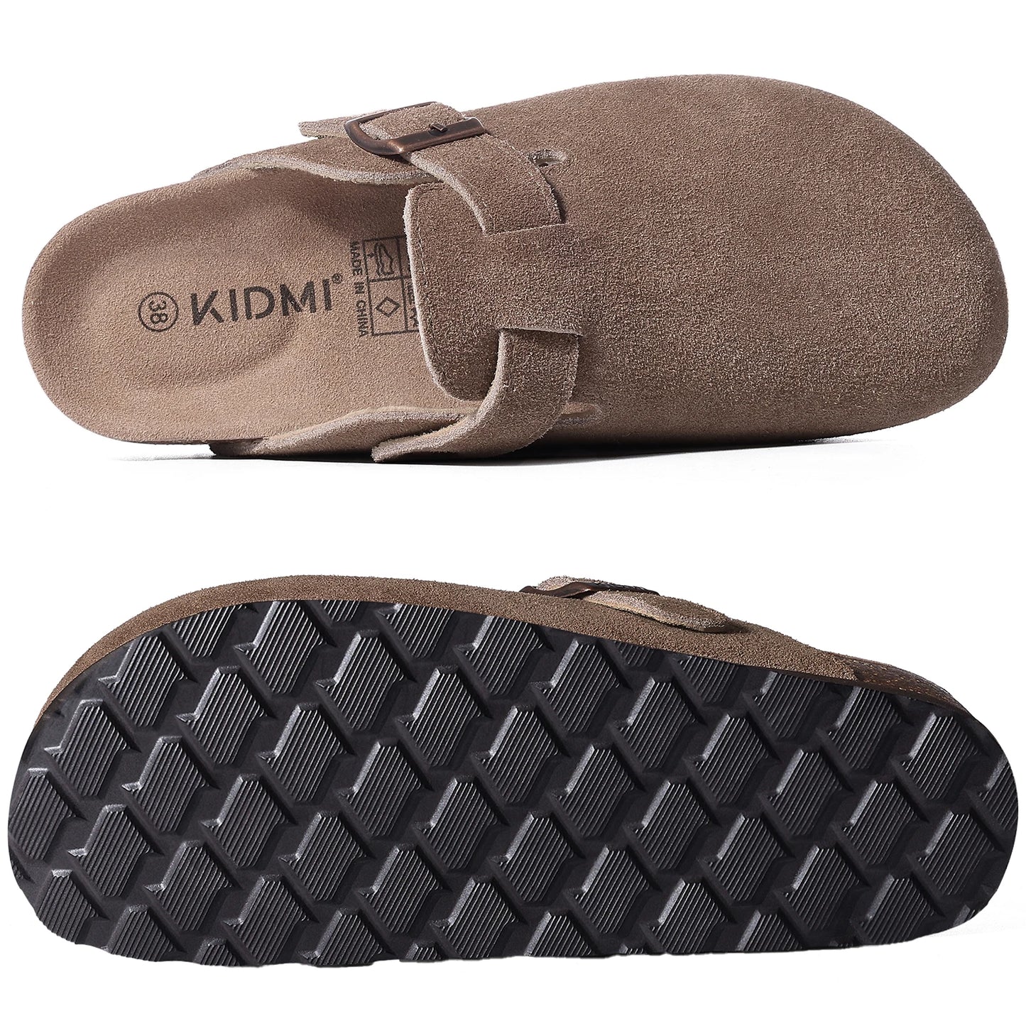 Zuecos de Piel Suave Unisex - Plantilla de Corcho con Soporte Arco - Kidmi Feetiva