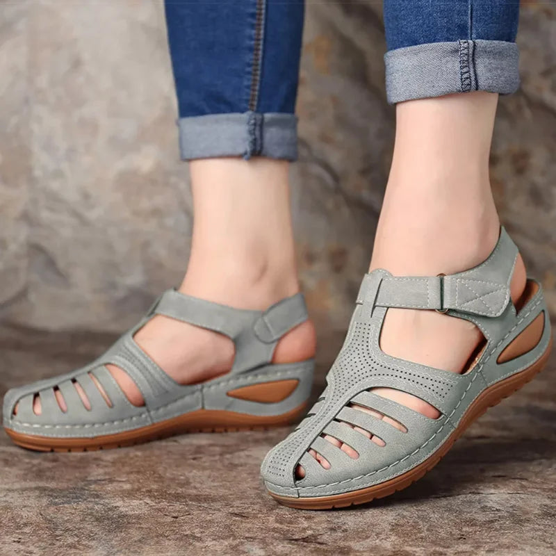 Sandalias Mujer Verano 2025 - Cuña Baja Antideslizante - Estilo Peep Toe