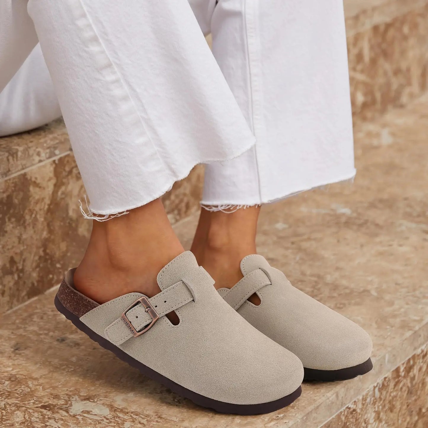 Zuecos de Piel Suave Unisex - Plantilla de Corcho con Soporte Arco - Kidmi Feetiva