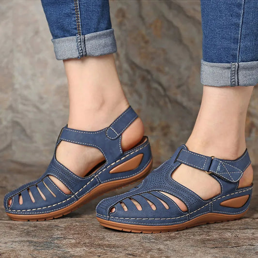 Sandalias Mujer Verano 2025 - Cuña Baja Antideslizante - Estilo Peep Toe