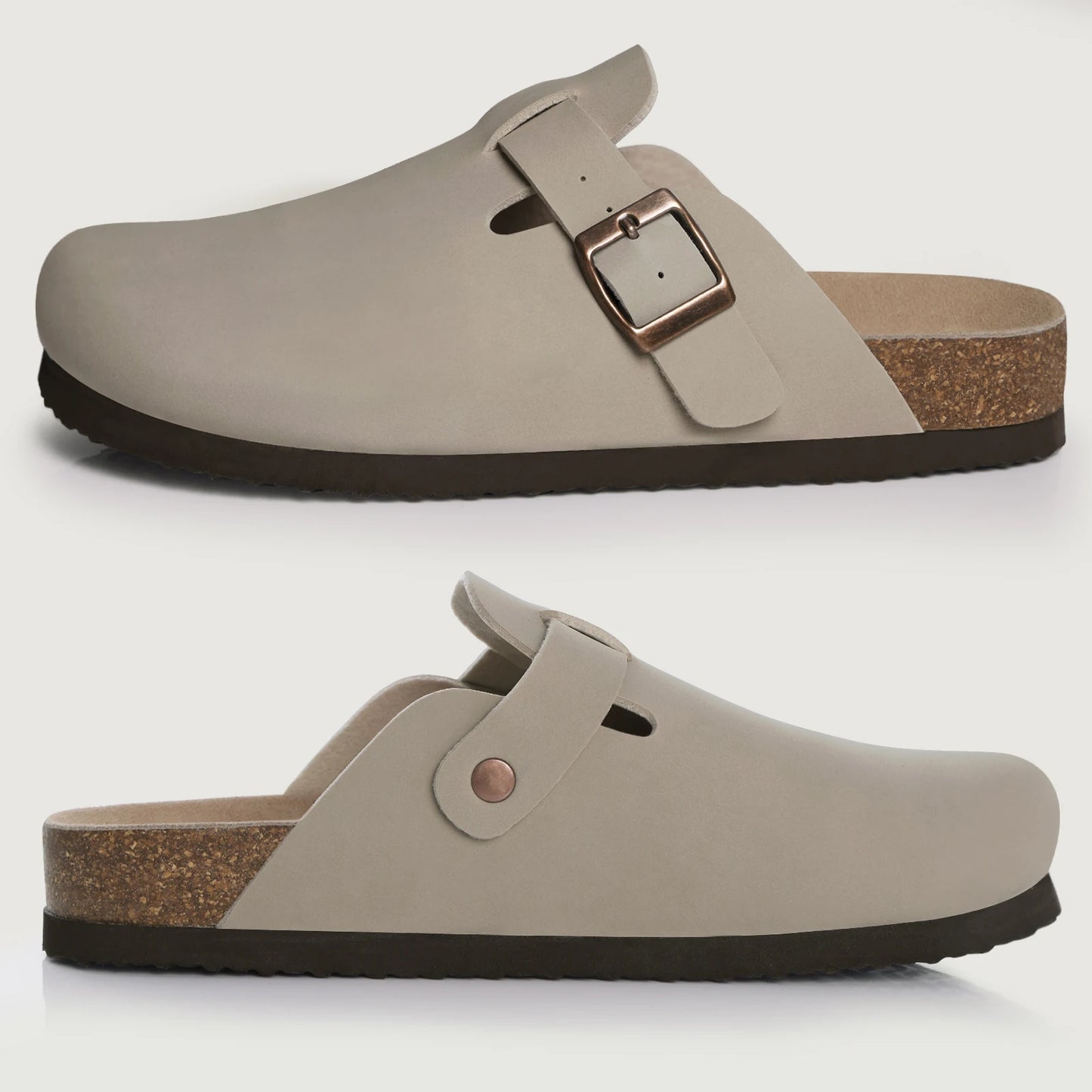 Zuecos de Piel Suave Unisex - Plantilla de Corcho con Soporte Arco - Kidmi Feetiva