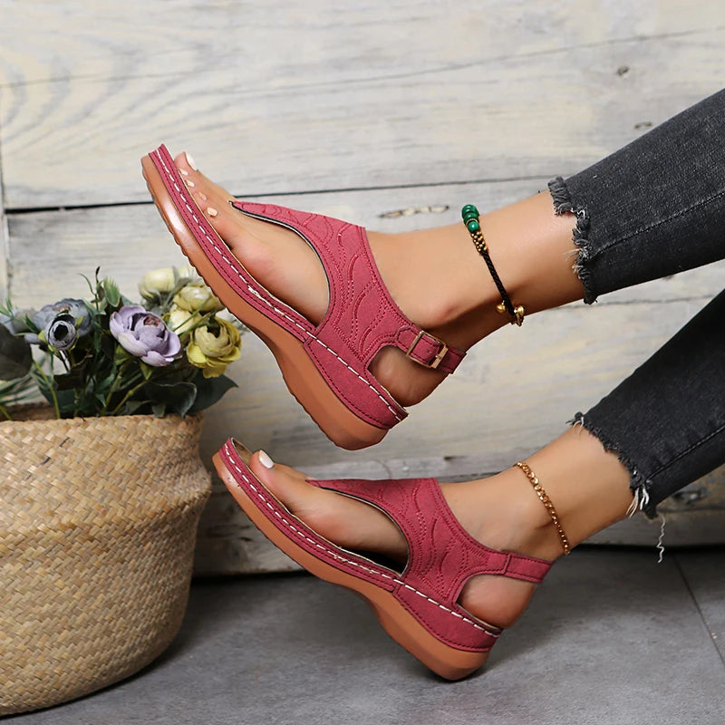 Sandalias Mujer Cuña Baja 2025 - Estilo Gladiador Ajustable | Tallas 35-43