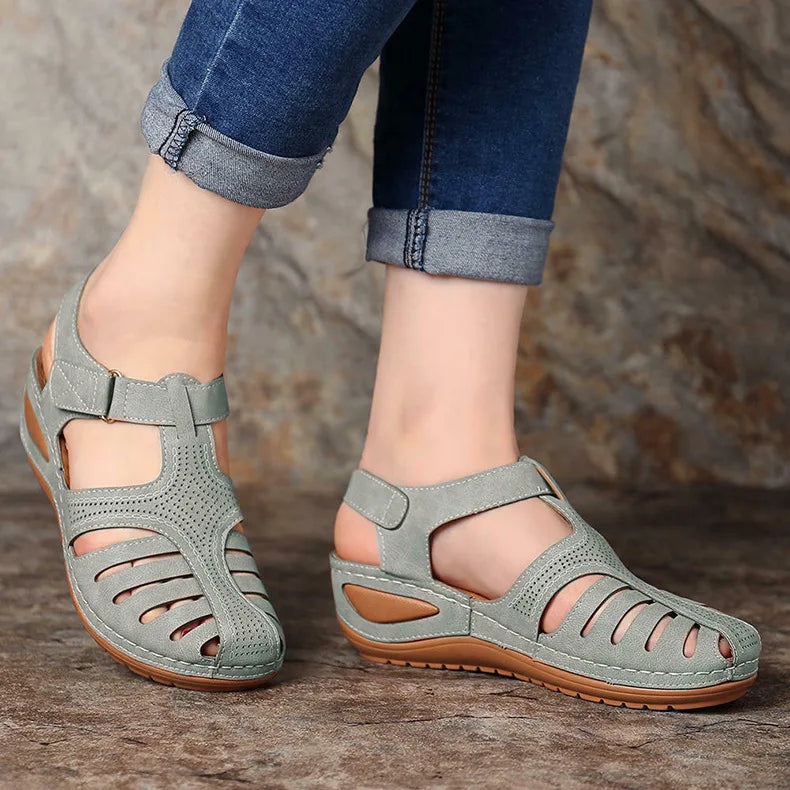 Sandalias Mujer Verano 2025 - Cuña Baja Antideslizante - Estilo Peep Toe