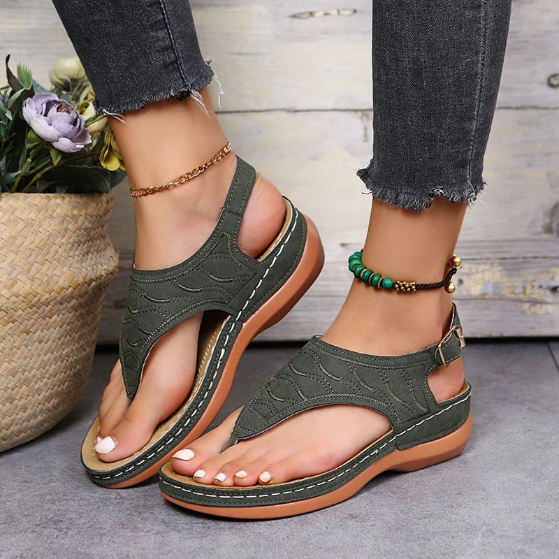 Sandalias Mujer Cuña Baja 2025 - Estilo Gladiador Ajustable | Tallas 35-43
