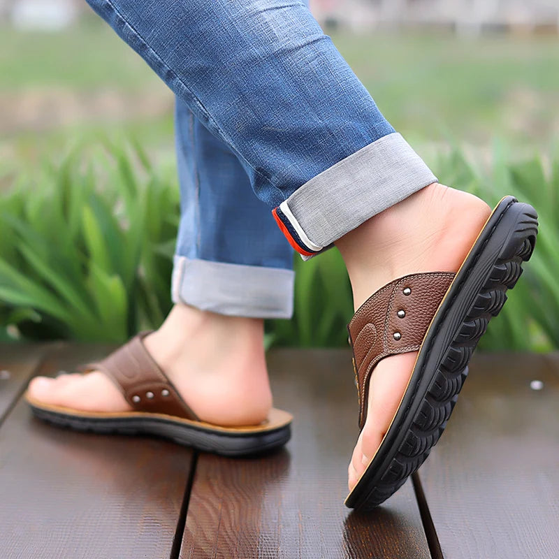 Feetiva Men's Leather Slippers (Model 2292)