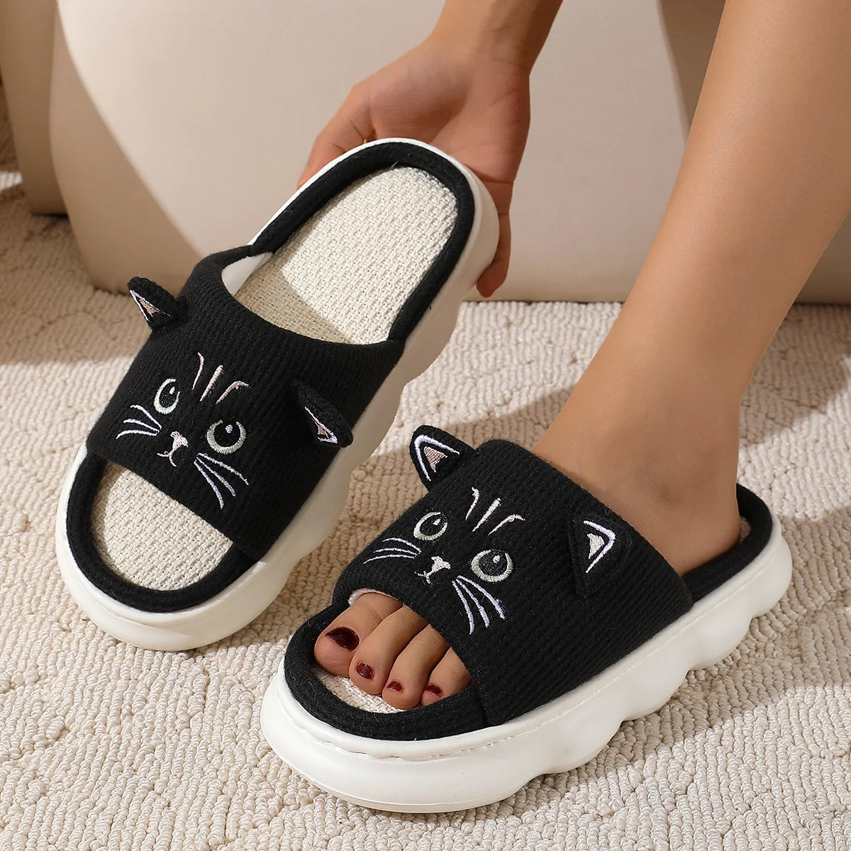 Zapatillas de Lino para Mujer 2024 | Smile Popcorn - Transpirables y Antideslizantes