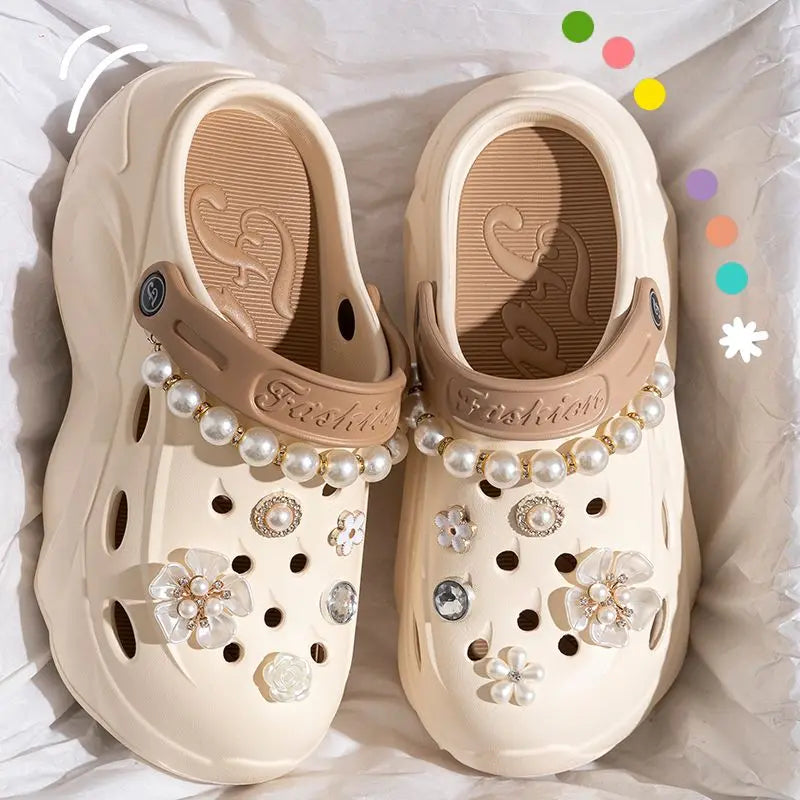 Feetiva Pearl Chain Platform Sandals