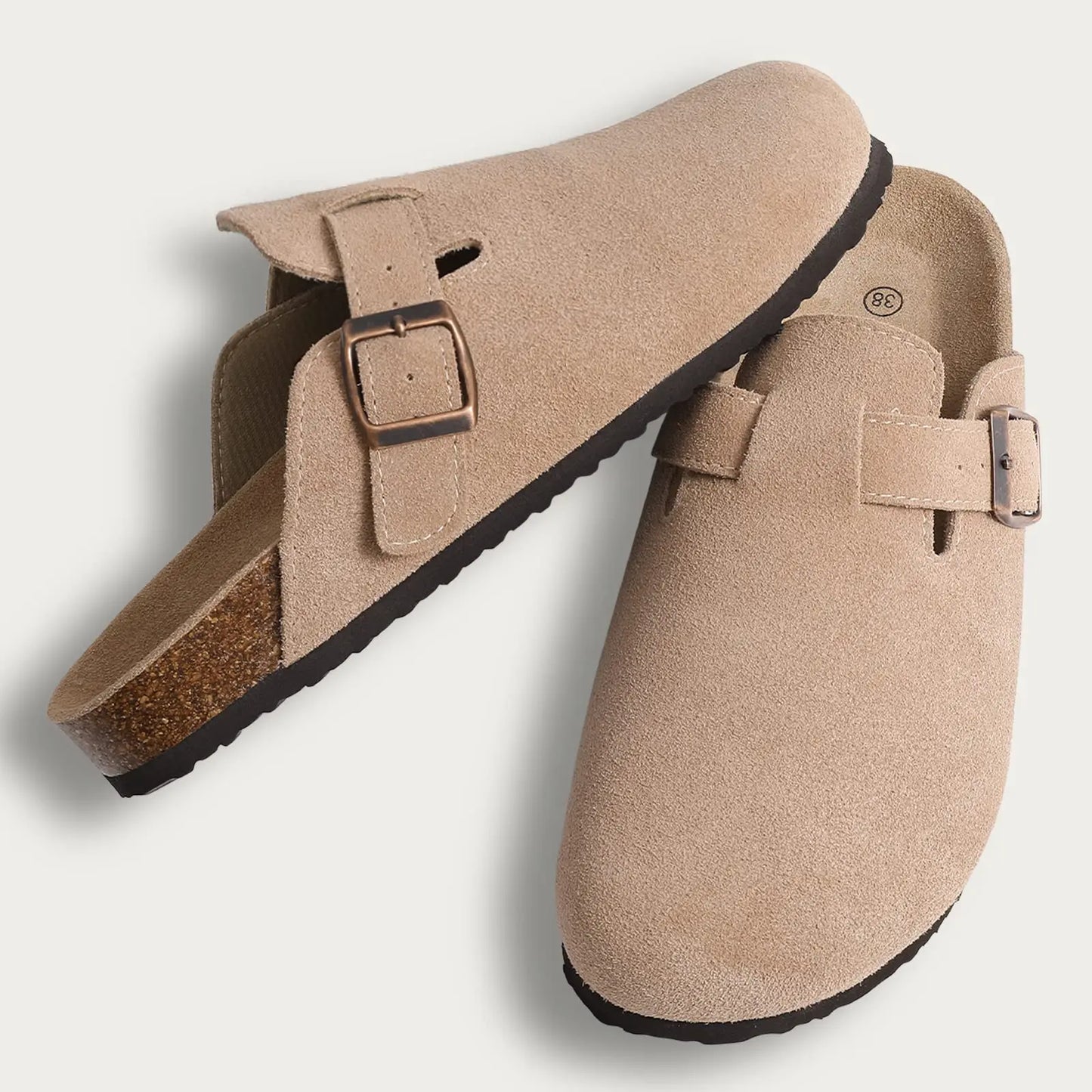 Zuecos de Piel Suave Unisex - Plantilla de Corcho con Soporte Arco - Kidmi Feetiva