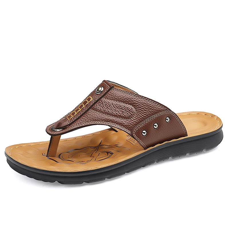 Feetiva Men's Leather Slippers (Model 2292)