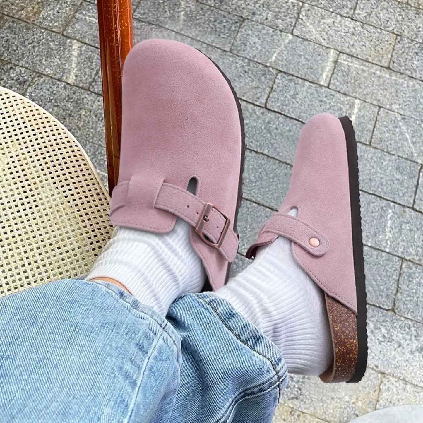 Zuecos de Piel Suave Unisex - Plantilla de Corcho con Soporte Arco - Kidmi Feetiva