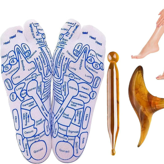 Kit Masaje Pies Byfa | Calcetines + Herramientas | Reflexología | 10 en 1