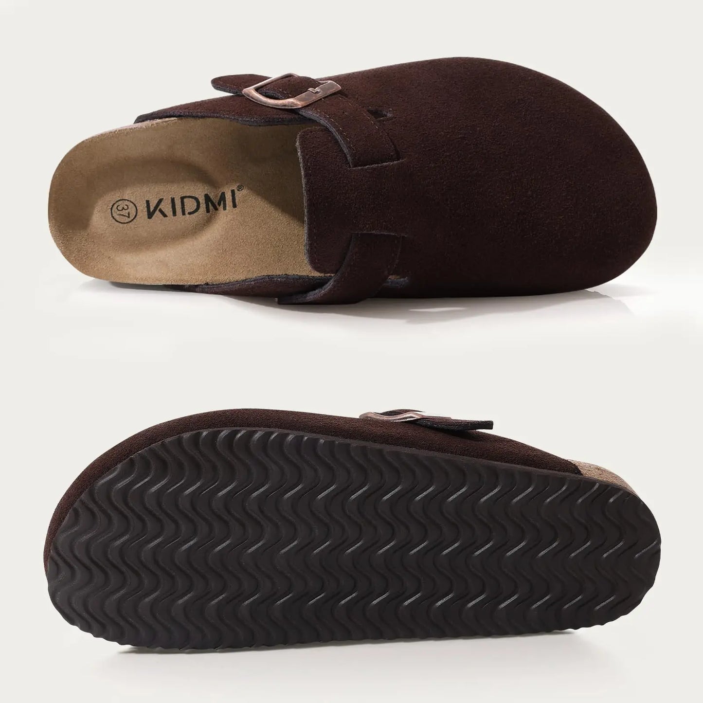 Zuecos de Piel Suave Unisex - Plantilla de Corcho con Soporte Arco - Kidmi Feetiva